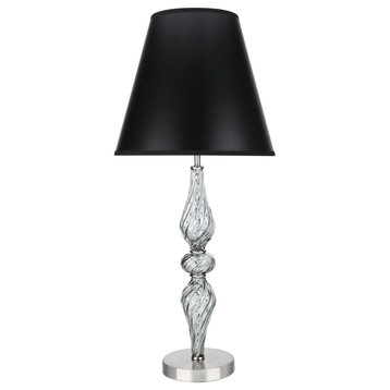 40087-1, 29" High Metal & Glass Table Lamp, Smoke Colored Glass
