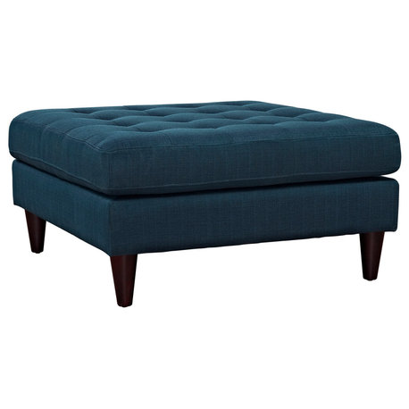 Empress Upholstered Fabric Large Ottoman, Azure