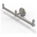 Allied Brass - Monte Carlo 2 Arm Guest Towel Holder, Satin Nickel - This elegant wall mount towel holder adds style and convenience to any bathroom decor. The towel holder features two arms to keep a pair of hand towels easily accessible in reach of the sink. Ideally sized for hand towels and washcloths, the towel holder attaches securely to any wall and complements any bathroom decor ranging from modern to traditional, and all styles in between. Made from high quality solid brass materials and provided with a lifetime designer finish, this beautiful towel holder is extremely attractive yet highly functional. The guest towel holder comes with the 12 inch bar, a wall bracket with finial, two matching end finials, plus the hardware necessary to install the holder.