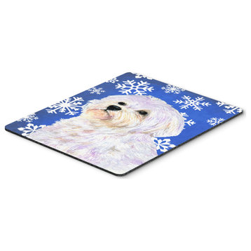 Maltese Winter Snowflakes Holiday Mouse Pad/Hot Pad/Trivet