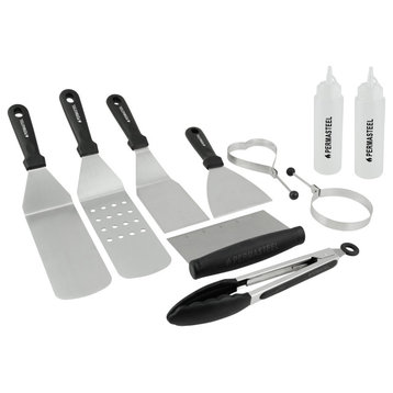 Permasteel Griddle Accessories Kit, 10 Piece Set in Black and Stainless Steel