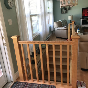 Birch stair creatively fit into tight space