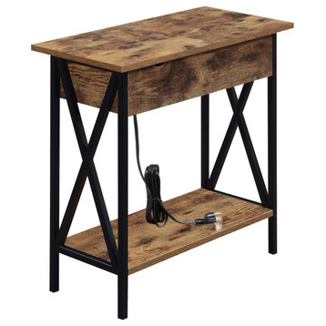 Tucson Flip Top End Table With Charging Station And Shelf