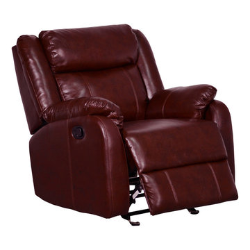 Modern Burgundy Leatherette Recliner