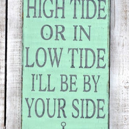 Beach Decor, Nautical Theme, Anchor Decor Wood Sign, High Tide - Novelty Signs