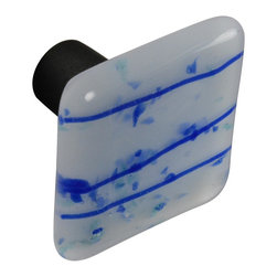 CKP - Art Glass Knob, Blue Confetti, Oil-Rubbed Bronze Base - Cabinet And Drawer Knobs