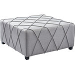 Armen Living - Gemini Ottoman, Silver Linen With Piping Accents and Wood Legs - The Armen Living Gemini contemporary ottoman is an elegant piece sure to enhance the style of any modern household. This beautiful ottoman features a chocolate truffle-like design that resonates sophistication. The Gemini's frame is made of durable wood while the other tufted shell is plushily upholstered. The Gemini is available in your choice of silver linen or grey velvet with exquisite piping accents.