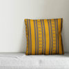 Yellow Folk Stripes Outdoor Throw Pillow, 18"x18"