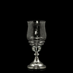 Faro Silver Metal & Glass Hurricane - Candles And Candleholders