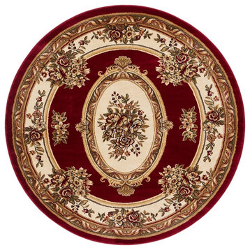 Well Woven Timeless Le Petit Palais Traditional Medallion Red Rug 5'3" Round