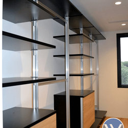 Elite Wardrobe in Black & Wood Grain - Storage and Organisation