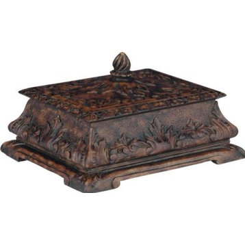 Box TRADITIONAL Lodge Table Top Resin Carved Hand-Cast Hand-Painted