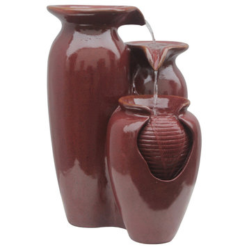 Outdoor Cascading Jars Waterfall Fountain Red