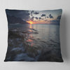 Dark Mediterranean Beach Dawn Modern Seashore Throw Pillow, 16"x16"