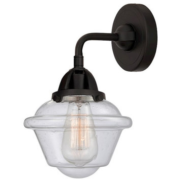 Innovations Small Oxford 1 Light 7.5" Sconce, Black/Seeded