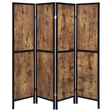 4-Panel Folding Screen, Antique Nutmeg And Black