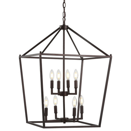 Pagoda Lantern Metal LED Pendant, Oil Rubbed Bronze, Width: 20"