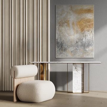 Framed art for living room wall "Gold and Silver"