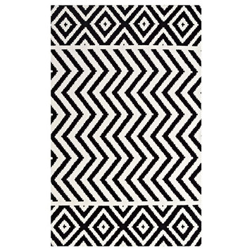 Ailani Geometric Chevron/Diamond 8'x10' Area Rug, Black and White
