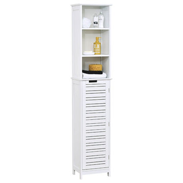 Bathroom Linen Storage Tower Cabinet Mahe Bamboo Wood, Miami