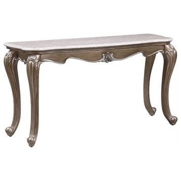 ACME Elozzol Sofa Table in Marble & Antique Bronze Finish