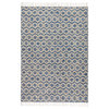 Jute and Cotton Honeycomb Blue With Fringe 5'x7', 5'x7'