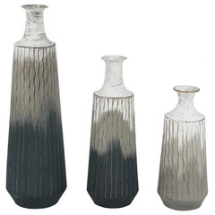 Decorative Metal Floor Vase in Teal & Silver Color at DecorShore