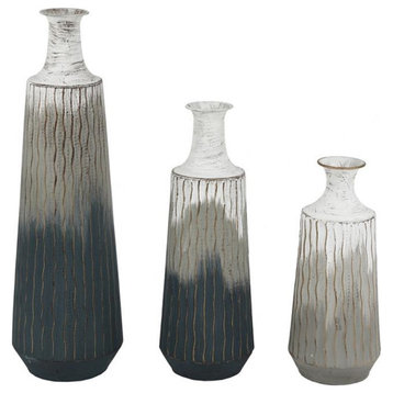 Pemberly Row Modern Metal Ombre Bottle Vases in Multi-Color (Set of 3)