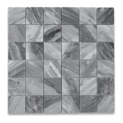 Stone Center Online - Bardiglio Gray Dark Grey Marble 2x2 Grid Square Mosaic Tile Polished, 1 sheet - Mosaic Tile