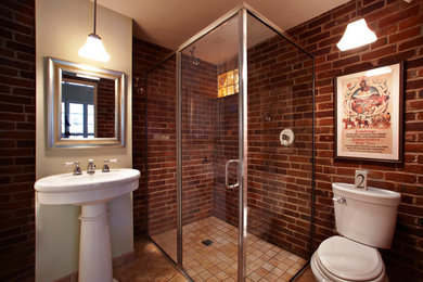 Inspiration for a timeless bathroom remodel in St Louis with a pedestal sink