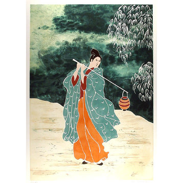 Gina Lombardi Bratter "Japanese Water Carrier" Lithograph