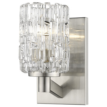 Aubrey 1 Light Wall Sconce in Brushed Nickel with Clear Glass Shade