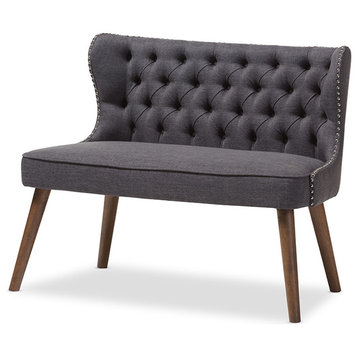 Scarlett Upholstered Accent Chair With Tuffting, 2-Seater, Dark Gray