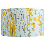 Lorna Syson - Broom and Bee Sky Lampshade, Small - The small Broom and Bee Sky Lampshade is inspired by the designer's honeymoon hideaway, deep in rural Leicestershire. The design recalls the warm, sunny days of May in the countryside, capturing British flora and fauna in all its glory, and allowing you to bring that cheerfulness into your own living room, lounge or bedroom. And as there is a reversible gimble on the interior of the shade, it can be used either as a table or floor lamp, or as a ceiling light. Lorna Syson founded her studio in 2009, specialising in home decor that draws its inspiration from the stunning English countryside.