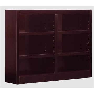 Traditional 36" Tall 6-Shelf Double Wide Wood Bookcase in Cherry