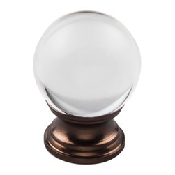 Top Knobs - Clarity Clear Glass Round Knob 1 3/16", Oil Rubbed Bronze Base - Cabinet And Drawer Knobs
