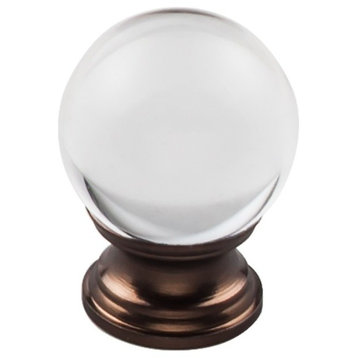 Clarity Clear Glass Round Knob 1 3/16", Oil Rubbed Bronze Base