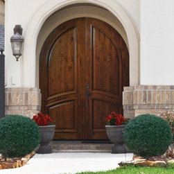 Prehung Home Double Door 96 FSC Solid Knotty Alder Round Top FSC Solid - Front Doors