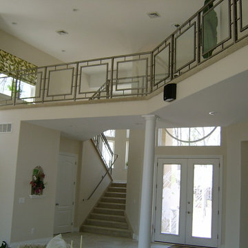 Stainless steel with glass panel railings