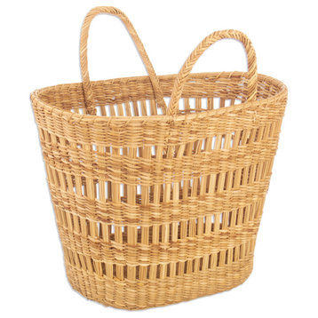 Novica Handmade Woven Treasure Natural Fiber Basket