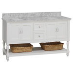 Kitchen Bath Collection - Beverly 60" Bath Vanity, White, Carrara Marble, Double Vanity - The Beverly: timeless and functional.