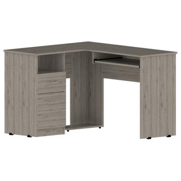 Tuhome  Mix L-Shaped Desk - Color - Light Gray- Material -Engineered Wood