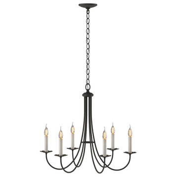 Simple Sweep 6 Arm Chandelier, Natural Iron Finish