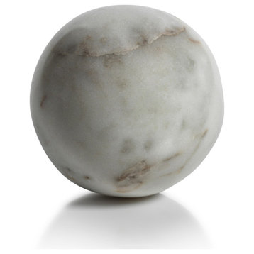 Monza 3" White Marble Fill Decorative Balls, Set of 4