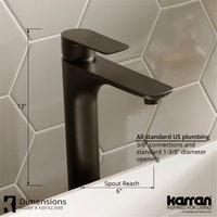 Karran White Acrylic 16" Square Vessel Sink With Faucet Kit, Matte Black