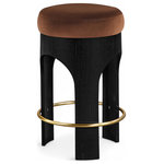 Meridian Furniture - Bocceli Upholstered Counter Stool, Cognac, Velvet, Stained Black - Indulge in the allure of the Cognac Bocceli Counter Stool by Meridian Furniture. Its captivating design and luxurious Black1 elevate any space with effortless elegance. Crafted with precision and durability in mind, this stunning piece becomes the focal point of gatherings, fostering moments of connection and warmth. Embrace sophistication and style with the Bocceli Counter Stool, a testament to exquisite taste and timeless beauty.