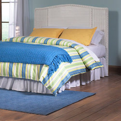 White Wicker Cottage Headboard Queen Headboard - Furniture