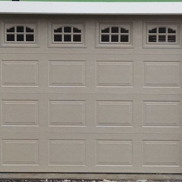 Tan Sectional Overhead Garage Door with Windows