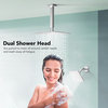 Dual Heads Shower System 12" Rain Shower Head with 3 Way Thermostatic Faucet, Brushed Nickel