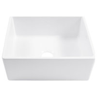 Austen White Fireclay 24" Single Bowl Farmhouse Undermount Kitchen Sink, Kit